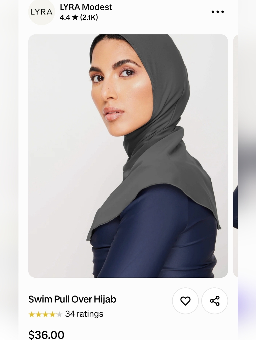 Women's Swim Pull-Over Hijab in Charcoal Gray